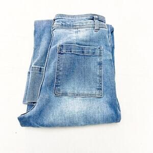 OAT NY Light Wash Wide Leg Cropped Zip Fly Denim Jeans Size 4 / 27